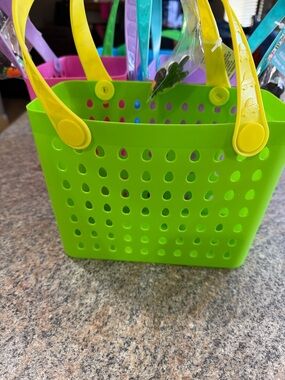 Green, pink, purple and blue  Tote easter baskets